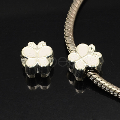Alloy Enamel Butterfly Large Hole European Beads MPDL-R036-47H-1