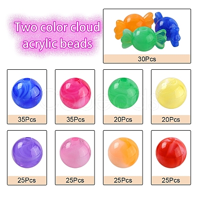 240Pcs 9 Colors Acrylic Beads MACR-YW0001-71-1