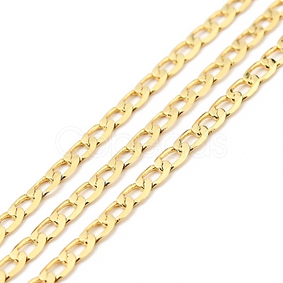 Rack Plating Brass Cuban Link Chains KK-E015-02G-1