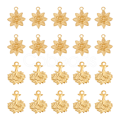 Unicraftale 20Pcs 2 Style Ion Plating(IP) 304 Stainless Steel Pendants STAS-UN0049-71-1