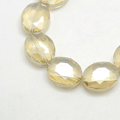 Faceted Electroplate Crystal Glass Oval Beads Strands EGLA-F059B-01-1