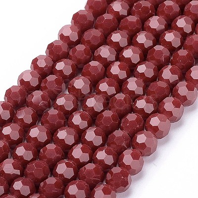 Faceted Glass Round Beads Strands X-EGLA-J042-6mm-24-1