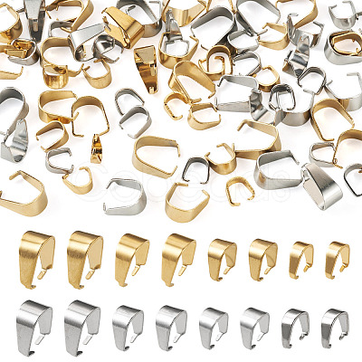 80Pcs 8 Styles 304 Stainless Steel Snap On Bails STAS-TA0006-24-1