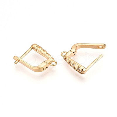 Brass Micro Pave Cubic Zirconia Hoop Earring Finding KK-N261-40G-1