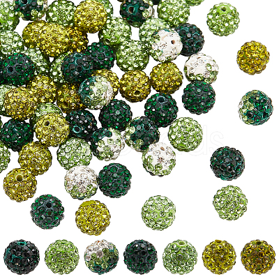 70Pcs 7 Colors Pave Disco Ball Beads RB-PH0001-34-1