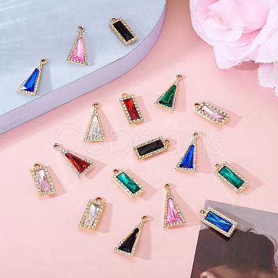 120Pcs 12 Colors Zinc Alloy Glass Pendants ALRI-TA0001-35-1