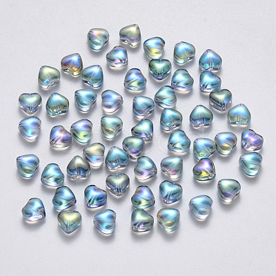 Transparent Spray Painted Glass Beads GLAA-R211-02-D01-1