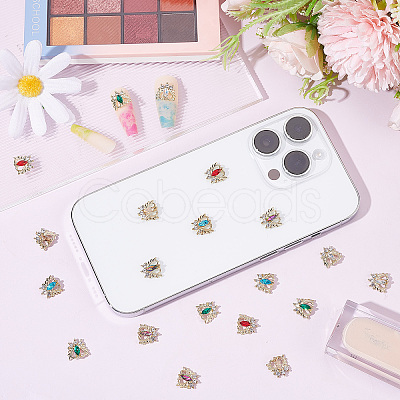 36Pcs 6 Colors Alloy Rhinestone Cabochons MRMJ-CP0001-08-1