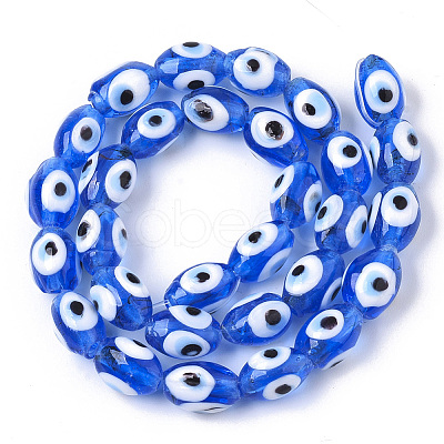 Handmade Evil Eye Lampwork Beads Strands X-LAMP-R143-03B-1