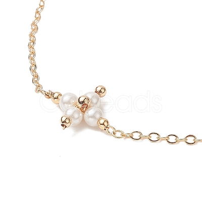 Shell Pearl Beaded Cross Link Anklets AJEW-AN00535-1