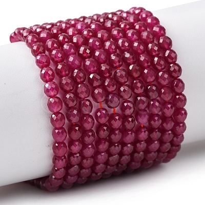 Lab Grown Red Corundum Beads Strands G-Z123-A01-4mm-1