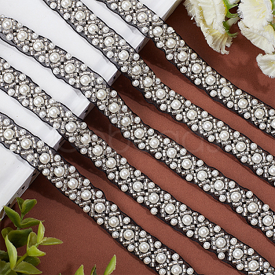 Imitation Polyester with ABS Plastic Beaded Trimming OCOR-CA0001-25-1