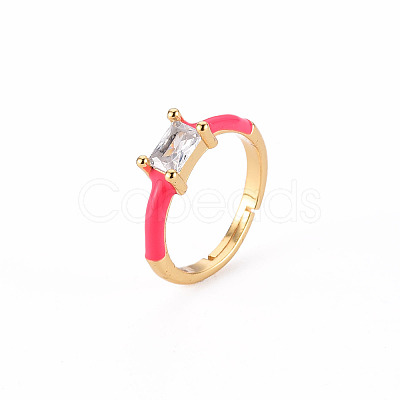 Adjustable Brass Micro Pave Clear Cubic Zirconia Finger Rings RJEW-S045-078-NR-1