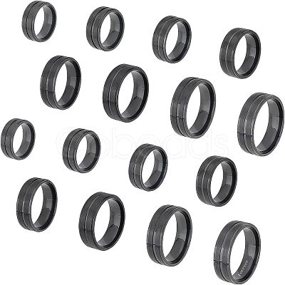 DICOSMETIC 16Pcs 8 Size 316 Stainless Steel Grooved Finger Ring for Men Women RJEW-DC0001-09B-1