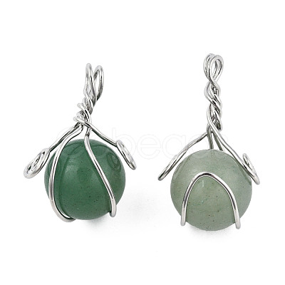 Natural Green Aventurine Pendants G-N333-013B-1