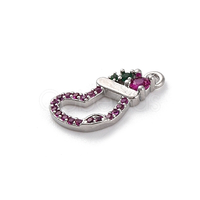 Christmas Series Brass Micro Pave Cubic Zirconia Pendants KK-Q010-01P-01A-1