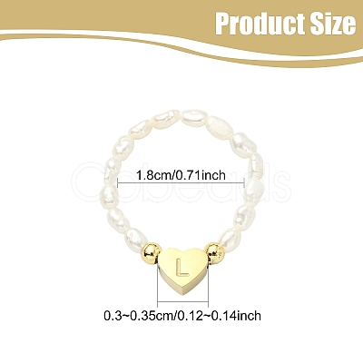 Natural Freshwater Pearl & 304 Stainless Steel Bead Finger Rings RJEW-FS00001-12-1