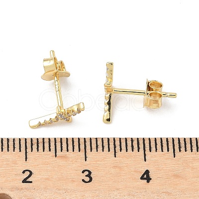 925 Sterling Silver Clear Cubic Zirconia Stud Earrings EJEW-Q032-01D-G-1