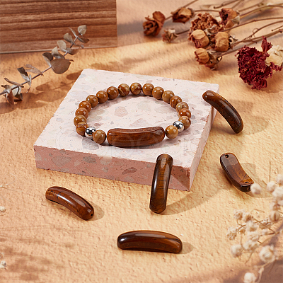 6Pcs Natural Tiger Eye Connector Charms G-OC0005-91A-1