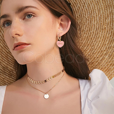12Pcs 6 Colors Heart with Word Love Enamel Dangle Leverback Earrings EJEW-DC0001-26-1