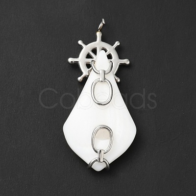 Natural White Shell Pendants SSHEL-G025-03P-1