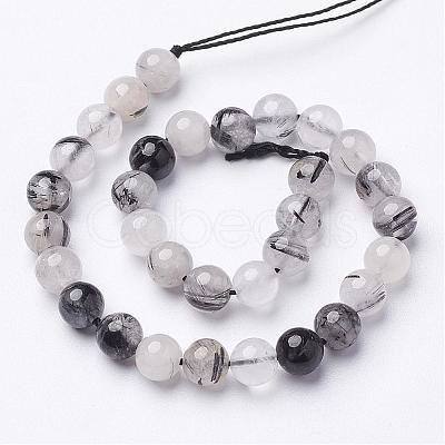 Natural Black Rutilated Quartz Beads Strands G-D295-6mm-1