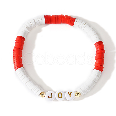 Christmas Polymer Clay Heishi Beaded Stretch Bracelets YV4785-3-1
