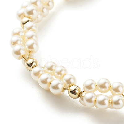 Glass Pearl Braided Beaded Bracelet BJEW-JB08593-1