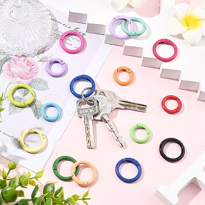 20Pcs Spray Painted Alloy Spring Gate Rings FIND-YW0017-97-1