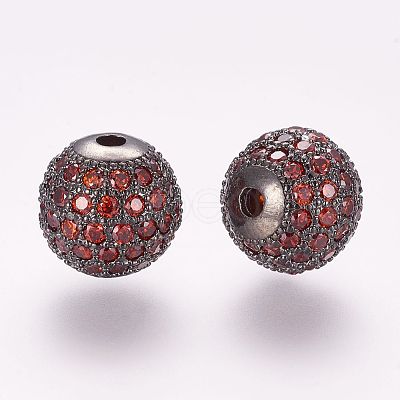 Brass Micro Pave Cubic Zirconia Beads ZIRC-G092-23B-03-1