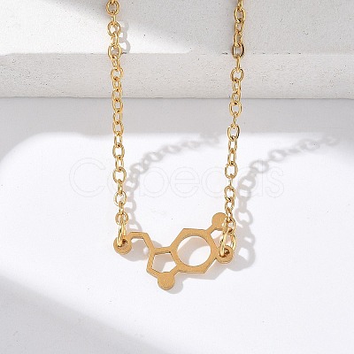 304 Stainless Steel Chemical Symbol Pendant Necklaces NJEW-Z073-03G-04-1