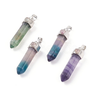 Natural Bullet Fluorite Pointed Pendants X-G-E308-C11-1