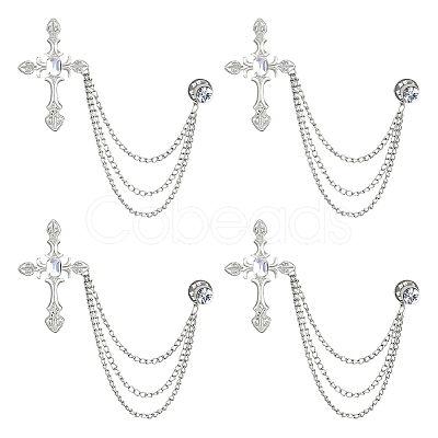 Cross Alloy Rhinestone Lapel Pin Backs JEWB-WH0051-057P-1