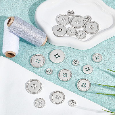 20Pcs 4 Styles 4-Hole Zinc Alloy Buttons BUTT-NB0002-12P-1