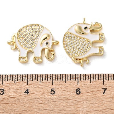 Rack Plating Brass Micro Pave Clear Cubic Zirconia Connector Charms KK-C084-02G-03-1