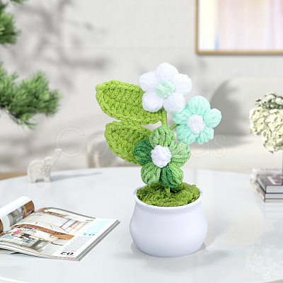 1Pc Hand Knitted Potted Plants Crochet Flower DJEW-SC0001-15B-1