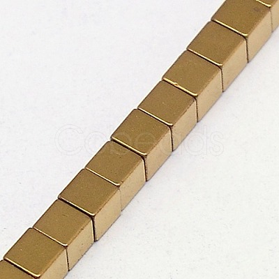 Electroplate Non-magnetic Synthetic Hematite Beads Strands G-J170A-3x3mm-07-1