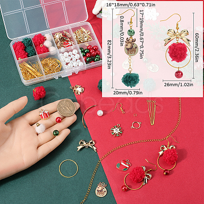 Christmas Theme DIY Fibre & Alloy Enamel Pendant Earring Making Kits DIY-SC0028-32-1