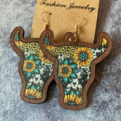 Bohemian Style Wood Dangle Earrings FS-WGB2A52-04-1