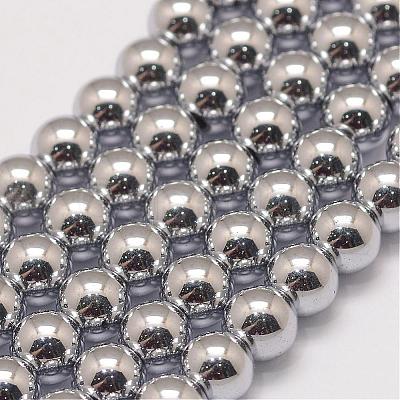 Grade AA Magnetic Synthetic Hematite Bead Strands G-P258-05-8mm-1