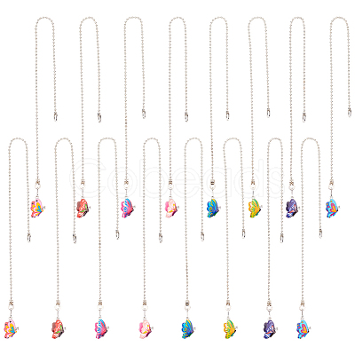 16Pcs 8 Colors Butterfly Alloy Charms Ceiling Fan Pull Chain Extenders HJEW-GO00069-1