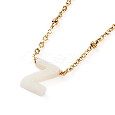 (Jewelry Parties Factory Sale)Natural Shell Initial Pendant Necklaces NJEW-JN03298-06-1