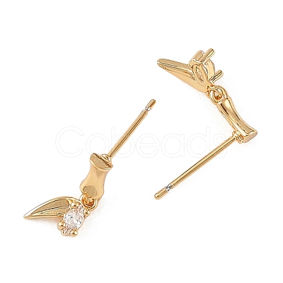 SHEGRACE Brass Micro Pave Cubic Zirconia Stud Earrings XGRQ4N987-713G-1