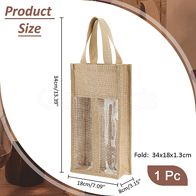 Jute Wine Storage Handbag with PVC Clear Window ABAG-WH0045-18-1