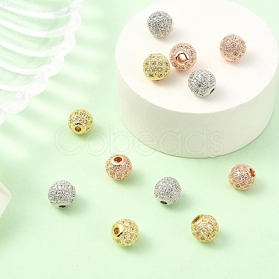 12Pcs 3 Colors Brass Cubic Zirconia Beads ZIRC-YW0001-25-1
