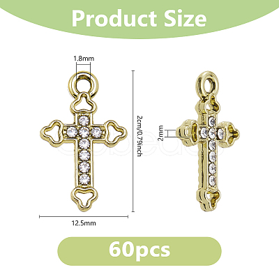 60Pcs Alloy Rhinestone Pendants RB-DC0001-13-1