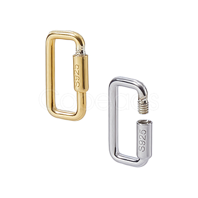 2Pcs 2 Colors 925 Sterling Silver Locking Carabiner STER-HS0001-26-1