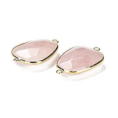 Natural Rose Quartz Faceted Connector Charms G-F763-02G-06-1