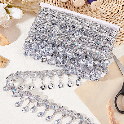 Polyester Tassel Lace Ribbon OCOR-WH0079-75D-1