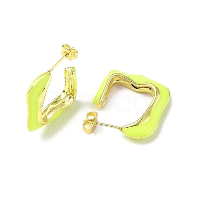 Enamel Twist Square Stud Earrings EJEW-P214-23G-03-1